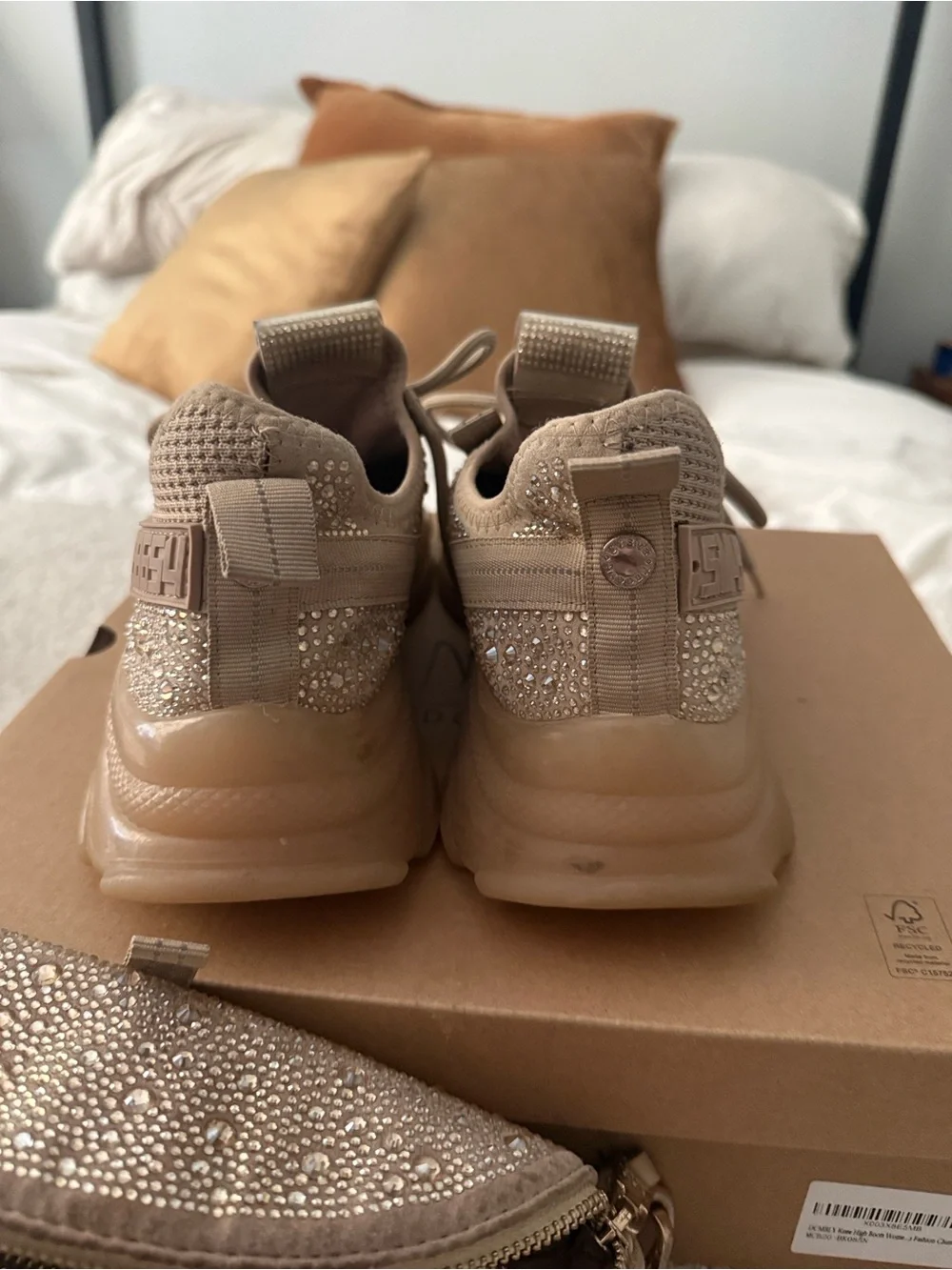 Steve Madden Women’s Taupe Rhinestone Chunky Sneaker